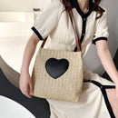 Summer Love Straw Woven Handbags Women Knitted Bucket Shoulder Bag (Camel)