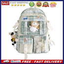 Large Capacity Plaid School Student Bag Preppy Style Portable Shoulder Rucksa