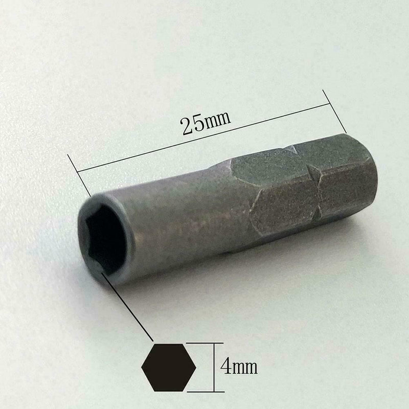 1/4" (6.35mm) hex shank to 4 mm driver socket bit adapter system 4