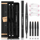 5 Colors Refill Lead Brow Tattoo Pen 3 Pcs Eyebrow Stencils Automatic Rotate