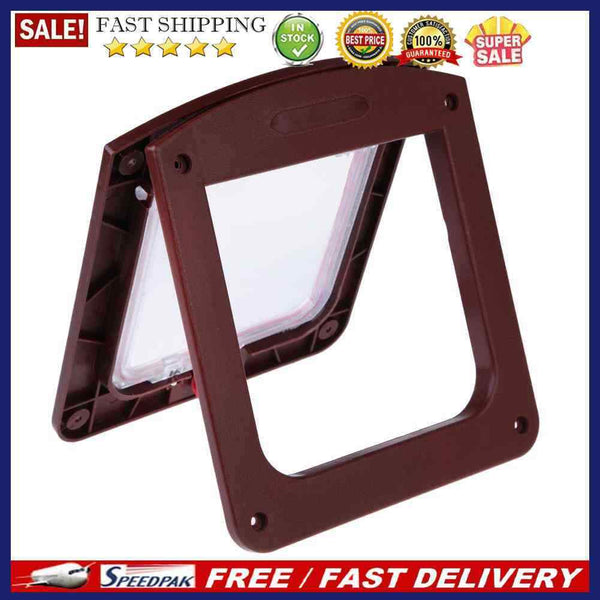 Lockable Cat Flap Door Kitten Dog Pet Lock Suitable for Any Wall Coffee
