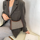 Fashion Plaid Pattern Crossbody Purse Women Woolen Shoulder Bag (Coffee)