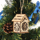 Cute Mini Wood Hollow House Christmas Light Tree Hanging Decor (Bell)