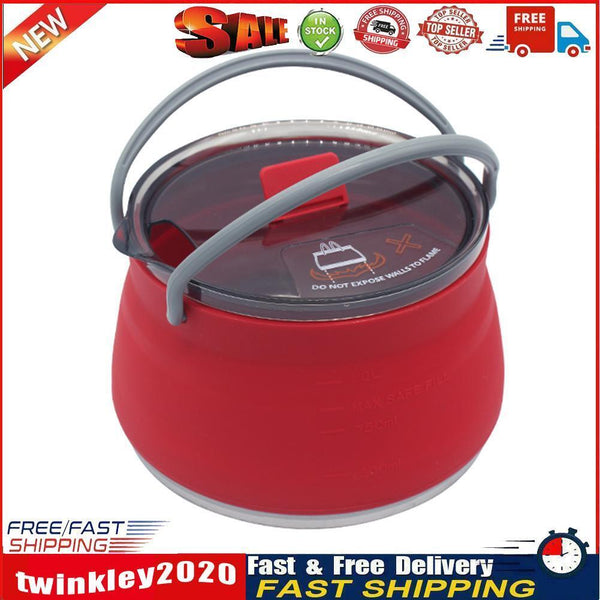 Silicone Folding Kettle Portable Tea Cooker Mini Boiling Water Pot (Red) Newly