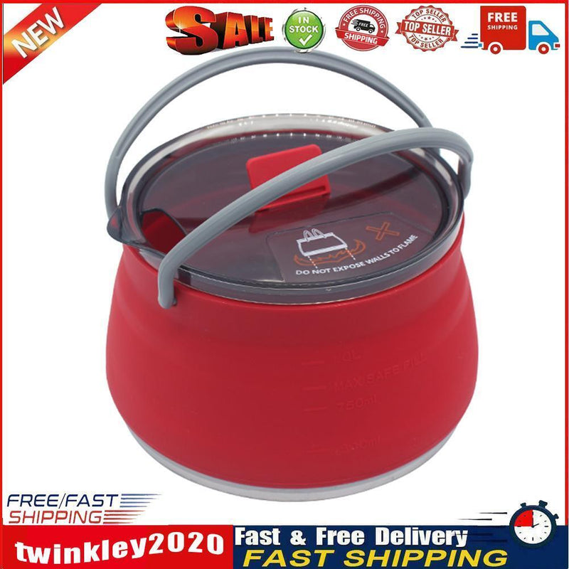 Silicone Folding Kettle Portable Tea Cooker Mini Boiling Water Pot (Red) Newly