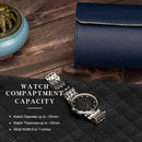 3 Slots Watch Roll Travel Case Portable Leather Watch Display Box (Blue) Newly