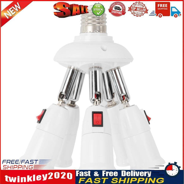 E27 Adjustable Lamp Holder LED Bulb Socket Base Adapter Converter (5-head) Newly