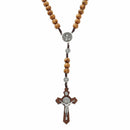 Catholic Wood Beads Necklace Cross Pendant Rosary Necklace Cross Necklace