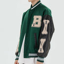 Baseball Jacket for Women Men Long Sleeves Button Up Outwear (Green 2XL)