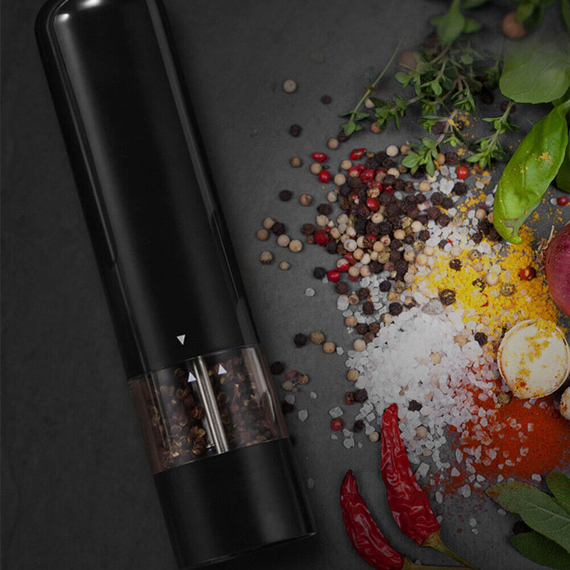 ABS Electric Pepper Salt Spice Mill Grinder Seasoning Grinding Tool (Black)