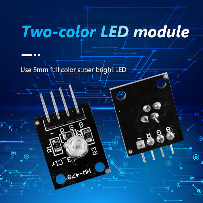HW-479 3.3V 5V 5mm KY-011 PCB Dual Color RGB LED Sensor Modules Black