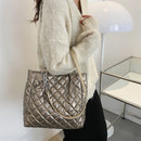 #A Autumn Winter Ladies Handbags Quilted Top-handle Bags Chain Solid Travel Satc