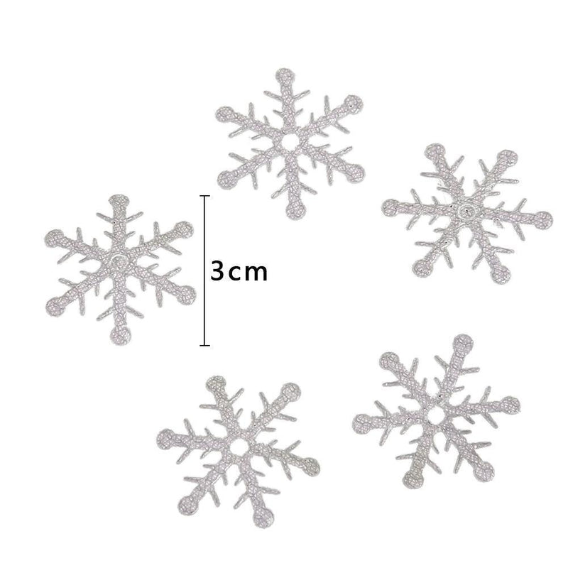 200pcs 3cm Christmas Tree White Plastic Snowflakes Party Home Desk Decor Newly