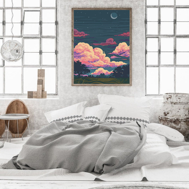 40x50cm Oil Paint By Numbers Pink Clouds Frameless Picture Craft Home Decorative