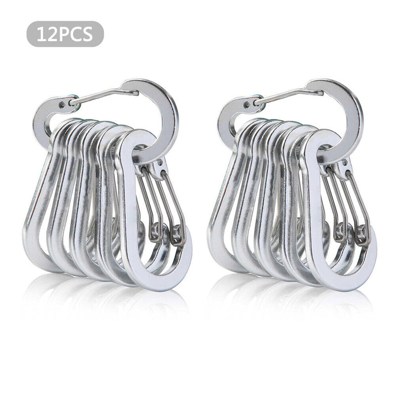 12pcs Carabiner Clip Keychain Quick-hanging Buckle Fishing Climbing Acessories