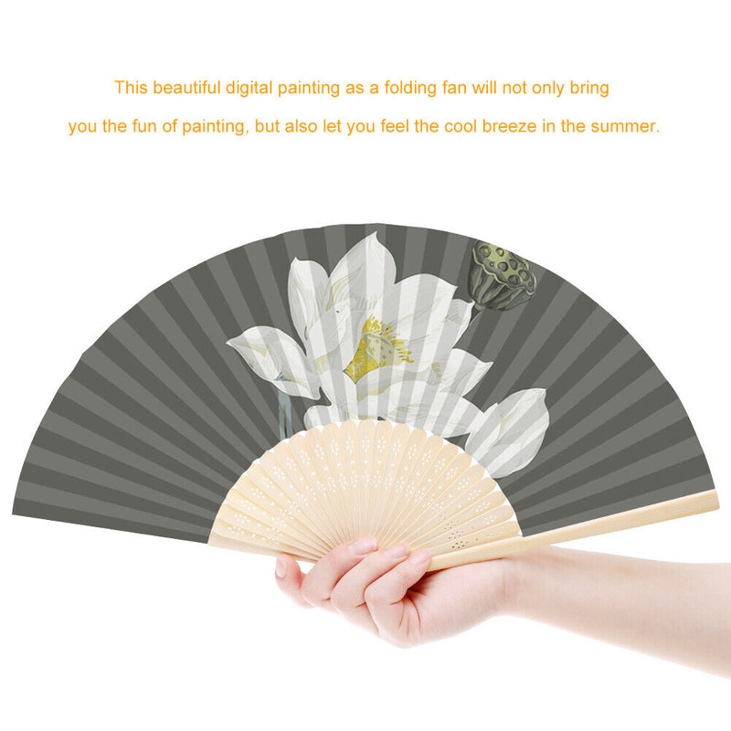 Folding Fans Flowers DIY Painting By Numbers Fans Art Craft Home Decor for Gifts