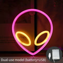 LED Alien Neon Signs Light Wall Decor for Bedroom Halloween (Pink Yellow) Newly