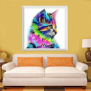 5D DIY Round Drill Diamond Painting Colorful Cat Cross Stitch Embroidery Newly