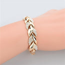 Gift Braided Leaf Bracelets Crystal Bangle Shiny Bridal Wedding Jewelry