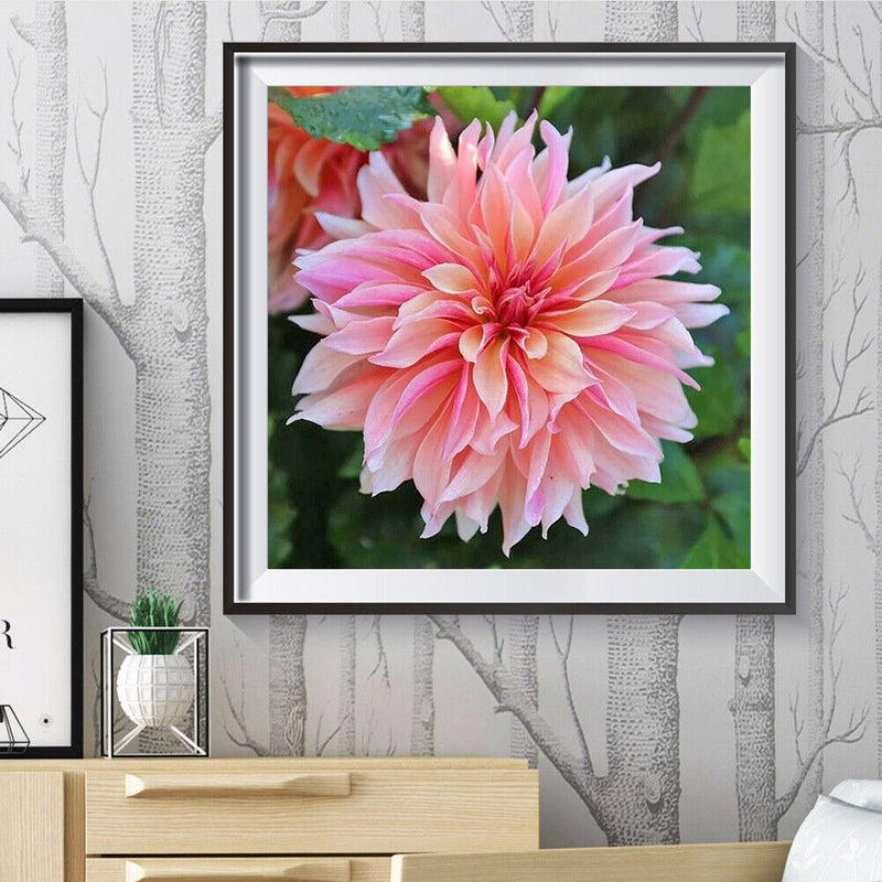 5D DIY Full Round Drill Diamond Painting Pink Flower Mosaic Rhinestone Draw