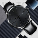 Simple PU Leather Band Men Teen Date Analog Daily Waterproof Quartz Watches