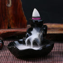 Lotus Ceramic Censer Smog Backflow Office Home Decor (Incense Burner-B)
