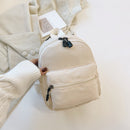 Women Solid Color Backpack Preppy Style School Nylon Mini Rucksack (Beige)