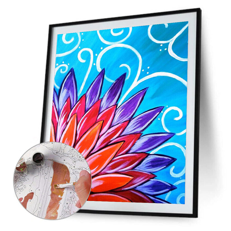 Digital Oil Paint By Numbers Flower Drawing Wall Art DIY Hand Painted Pictures