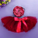 2pcs/set Infant Girls Bowknot Tutu Skirt Flower Hairband Photo Props (3-4M)