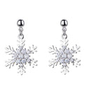 Xmas Gift Diamond Christmas Dangle Drop Rhinestone Zircon Snowflake Earrings
