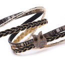 Unisex Multi-layer Bracelet Bangle Weaved Magnetic Buckle Jewelry(Black)