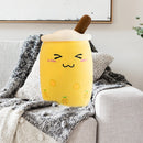 Child Bubble Tea Family Stuffed Plush Pillow Soft Cushion (Yellow Squint)