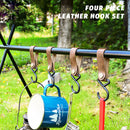 Camping Leather Hook - Pack of 4 Outdoor Picnic Tableware Movable Storage Hoo