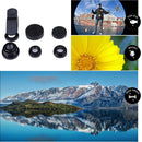 Clip 3-in-1 180 Fish-Eye Lens+Wide Angle Lens+Macro Lens Black
