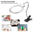 Magnifier Clip-on Lighted Table Desk LED Clamp Lamp 2x 5x Magnifying Glass Newly