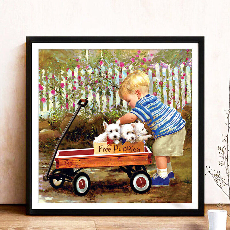 Full Round Drill Diamond Painting Little Boy Car 5D DIY Handmade Mosaic Crafts