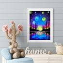 5D Rhinestone Pine Night View Mosaic Full Round Drill Diamond Painting Art Decor