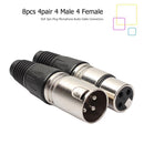 8pcs XLR Connector 3Pin Audio Microphone MIC XLR Male Plug Female Jack Adap