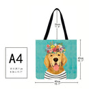 Dog flowers Printed Shoulder Shopping Bag Casual Large Tote Handbag