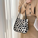 Women Winter Plush Shoulder Bag Zebra Leopard Cow Print Shopping Bags Handbags