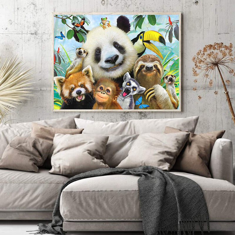 Panda Friends Paint By Numbers Kit DIY Frameless Acrylic Picture On Canvas