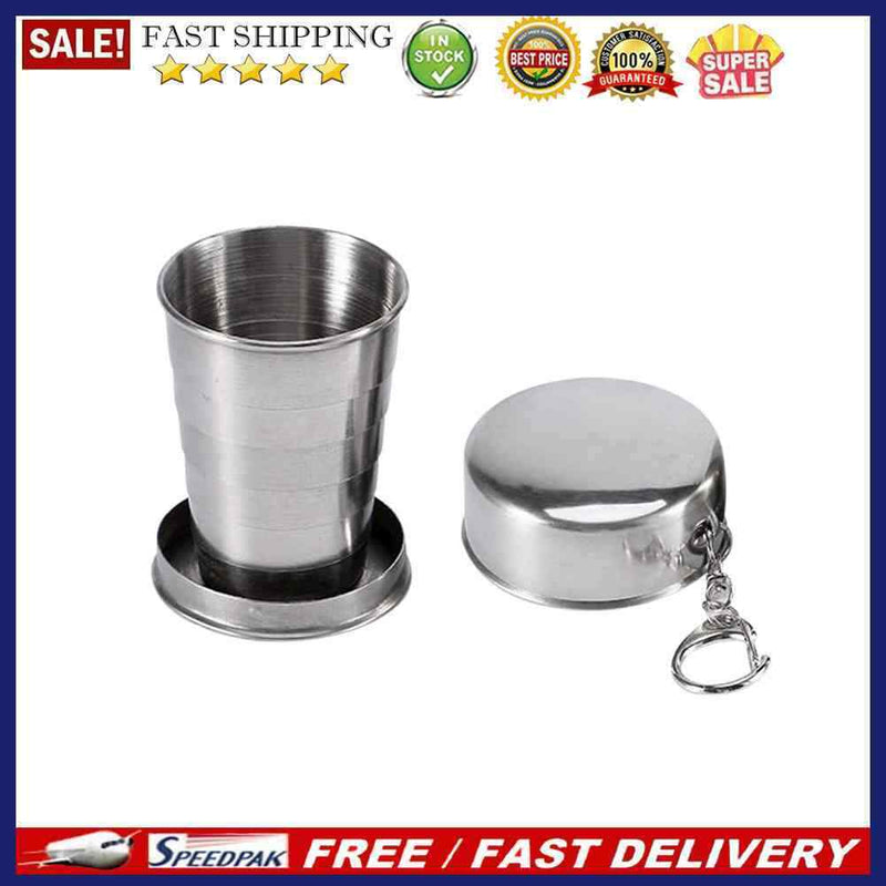 Outdoor Camping Travel Folding Cup Stainless Steel Foldable Retractable Mug