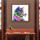 5D Kit Rhinestone Pictures DIY Colorful Cat Full Square Drill Diamond Paintin
