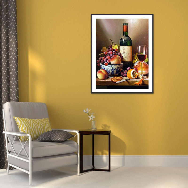 5D DIY Grape Wine Full Round Diamond Painting Kit Mosaic Picture Home Decoration
