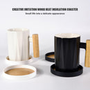 Imitation Wooden Coaster Placemats Non-slip Cup Mat Insulated Pad (Black)