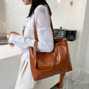 Women Handbag Large Capacity Shoulder Bag Lady Retro PU Leather Shopping Totes