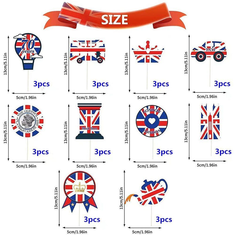 Decorations 70th Anniversary Queen Elizabeth Platinum Jubilee Cake Toppers