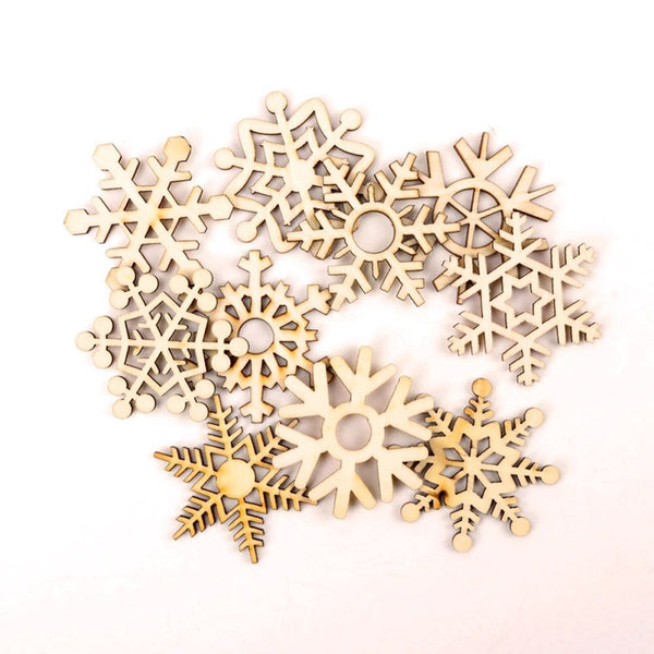 Wood DIY Crafts Xmas Decoration Hanging Ornaments Wood Chip Christmas Snowflake