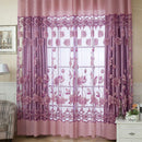 Floral Tulle Voile Window Screening Shading Window Curtain (Light Purple