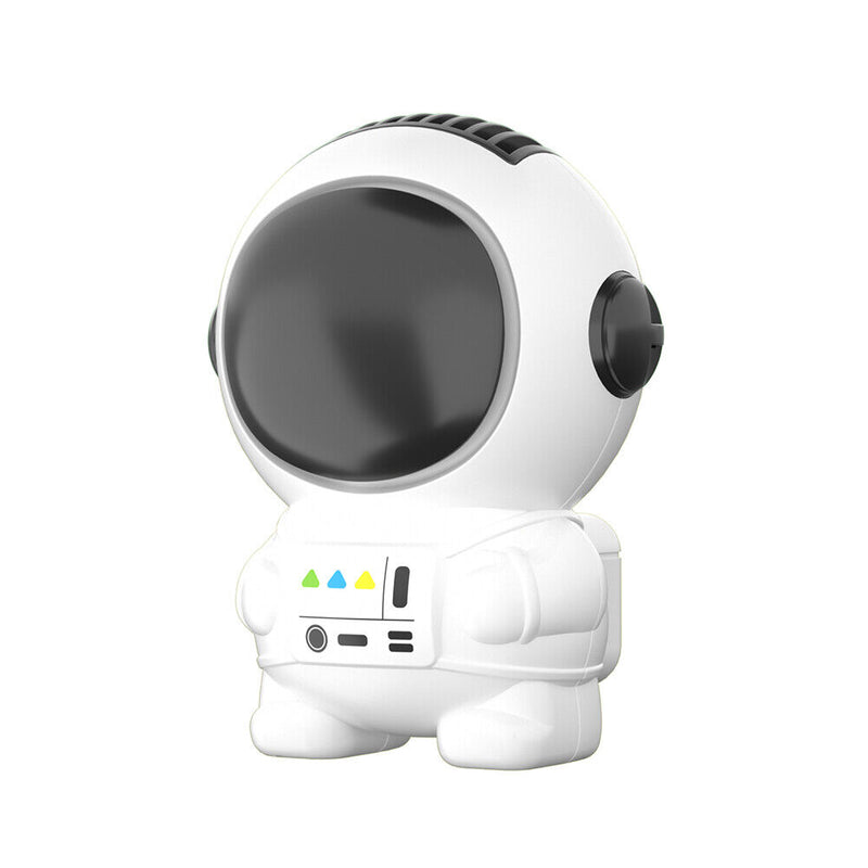 Mini Electric Fan Cute Astronaut Bladeless Spaceman Neck Air Cooler (Black)